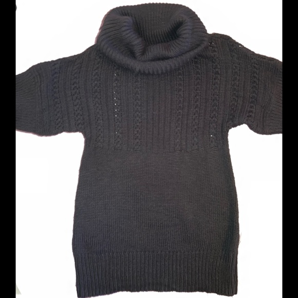 ana Black Cowl Neck Cable Knit Mini Sweater Dress - Picture 3 of 3